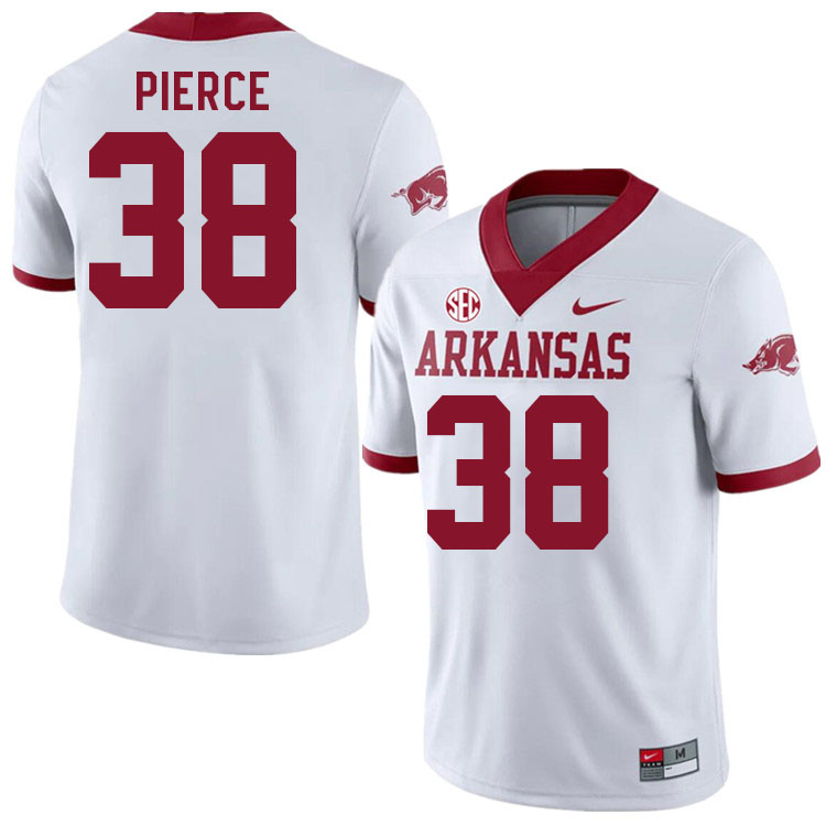 Men #38 Anton Pierce Arkansas Razorback College Football Jerseys Stitched Sale-Alternate White